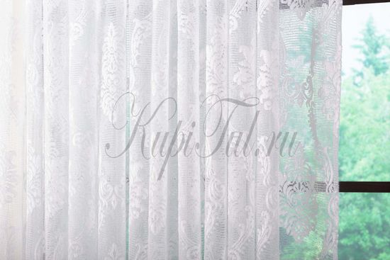 Штора Корона (белый жаккард ришелье)