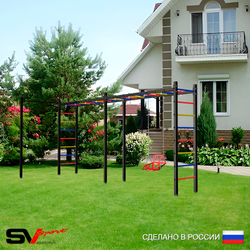 Уличная шведская стенка Sv Sport рукоход х 2 с комплектом турник прямой У50422 (Со спинкой)