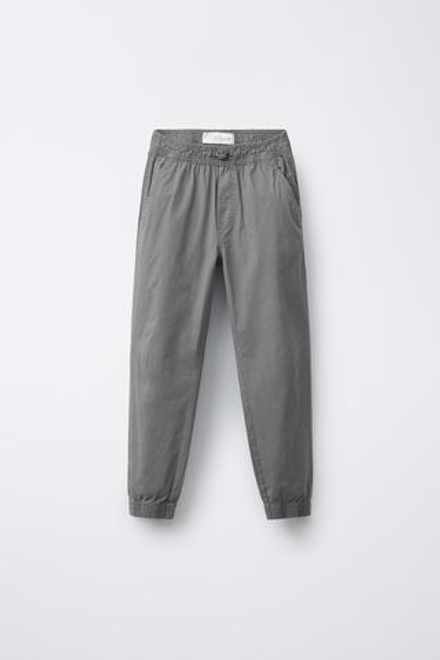 ZARA СПОРТИВНЫЕ БРЮКИ ИЗ ПОПЛИНА, СТАЛЬНОЙ СИНИЙ