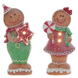 GAEM Фигурка декоративная с подсвет "Пряник: Мальчик/Девочка",(3хAAA), L21 W10,5 H42 см, 2в.
