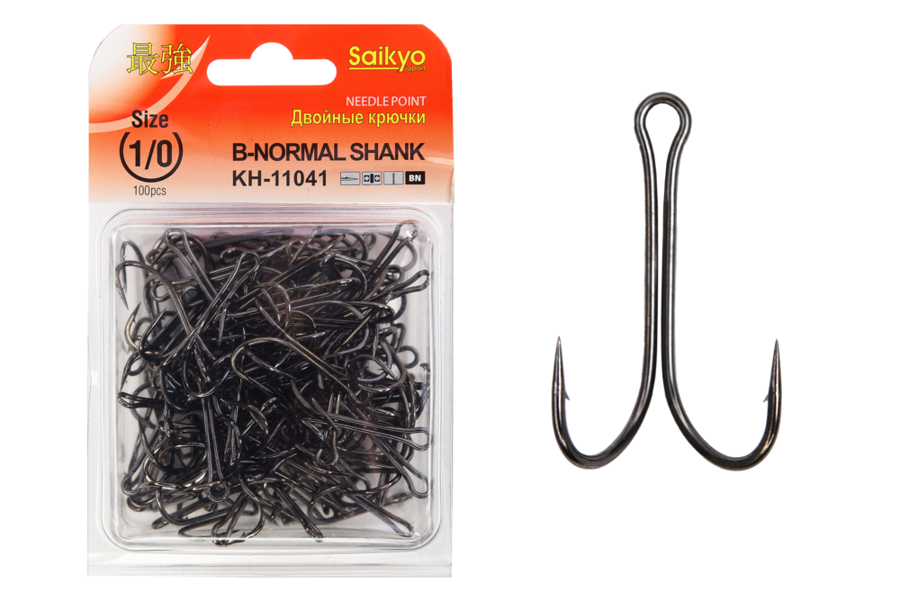 Крючки Saikyo двойн.Normal Shank KH-11041  №1/0 BN (100шт)