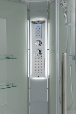 Душевая кабина AvaCan (АваКан) EM5080LEDT с высоким поддоном, с ГМ, с электрикой и LED освещением, 80х80х220