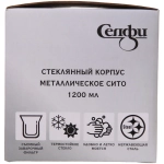 Чайник заварочный стеклянный 1200 мл с металлическим ситом Селфи,микс