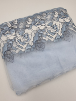 Вышивка на сетке голубой/серебро К791 правая 21 см