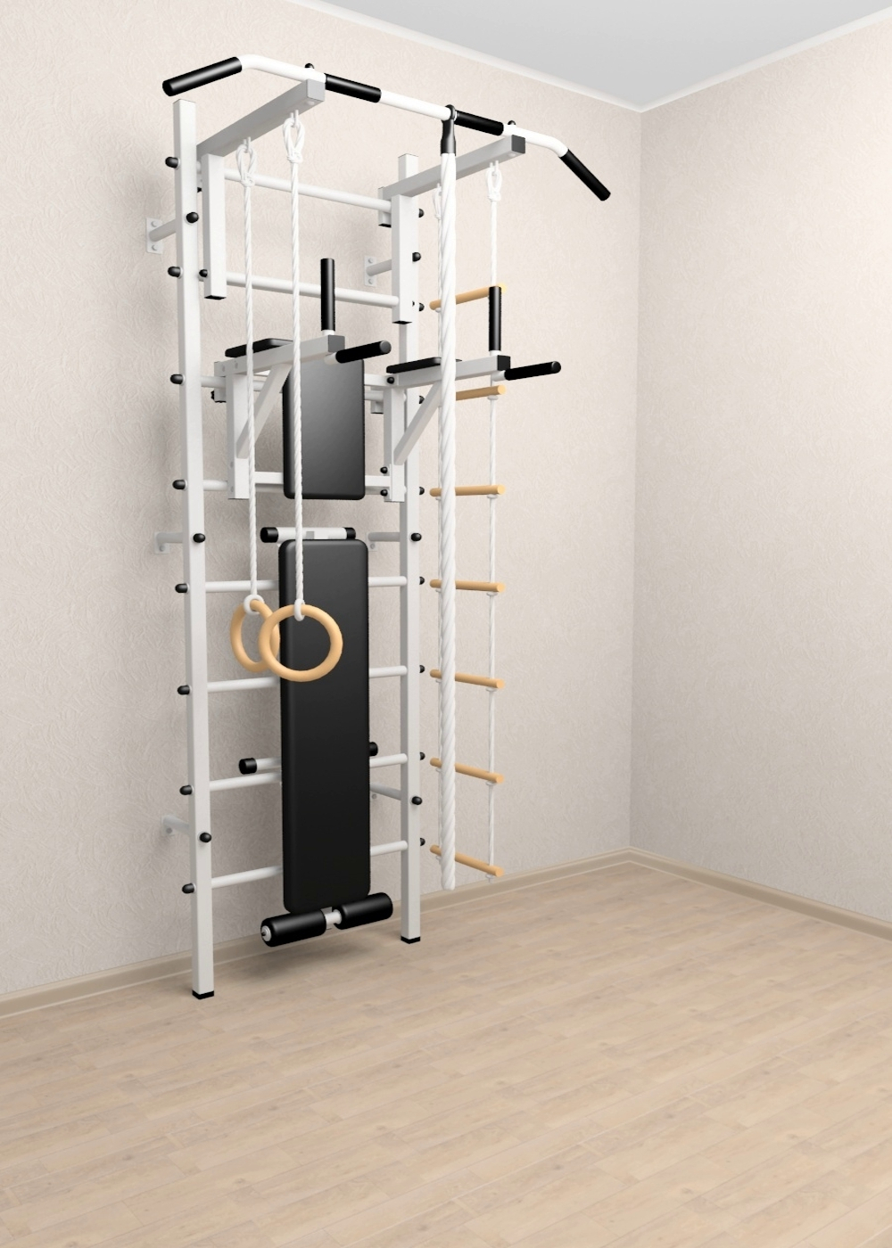 Шведская стенка Sv Sport 506 (Турник стандарт/Брусья/Скамья/Канат/Кольца/Лестница)