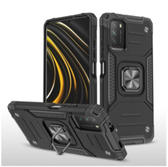 Противоударный чехол Strong Armour Case с кольцом для Xiaomi POCO M3 (Черный)