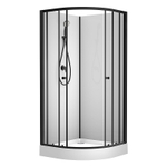 Душевая кабина Loranto NEO 100x100x(190+15) с низким поддоном 15см, прозрачное закаленное стекло 5 мм, профиль черный-матовый (CS-21800-100)