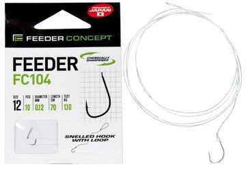 Крючки с поводком FC FEEDER сер. FC104 70см, разм.012, 0,12мм 10шт.