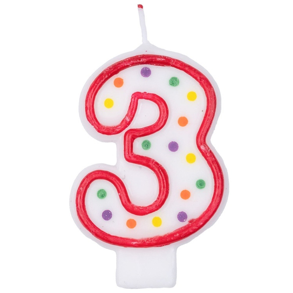 Свечи-цифры «Горошек» цветной двухсторонний рисунок, 7,6 см