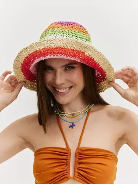 Шляпа соломенная женская с полями летняя пляжная