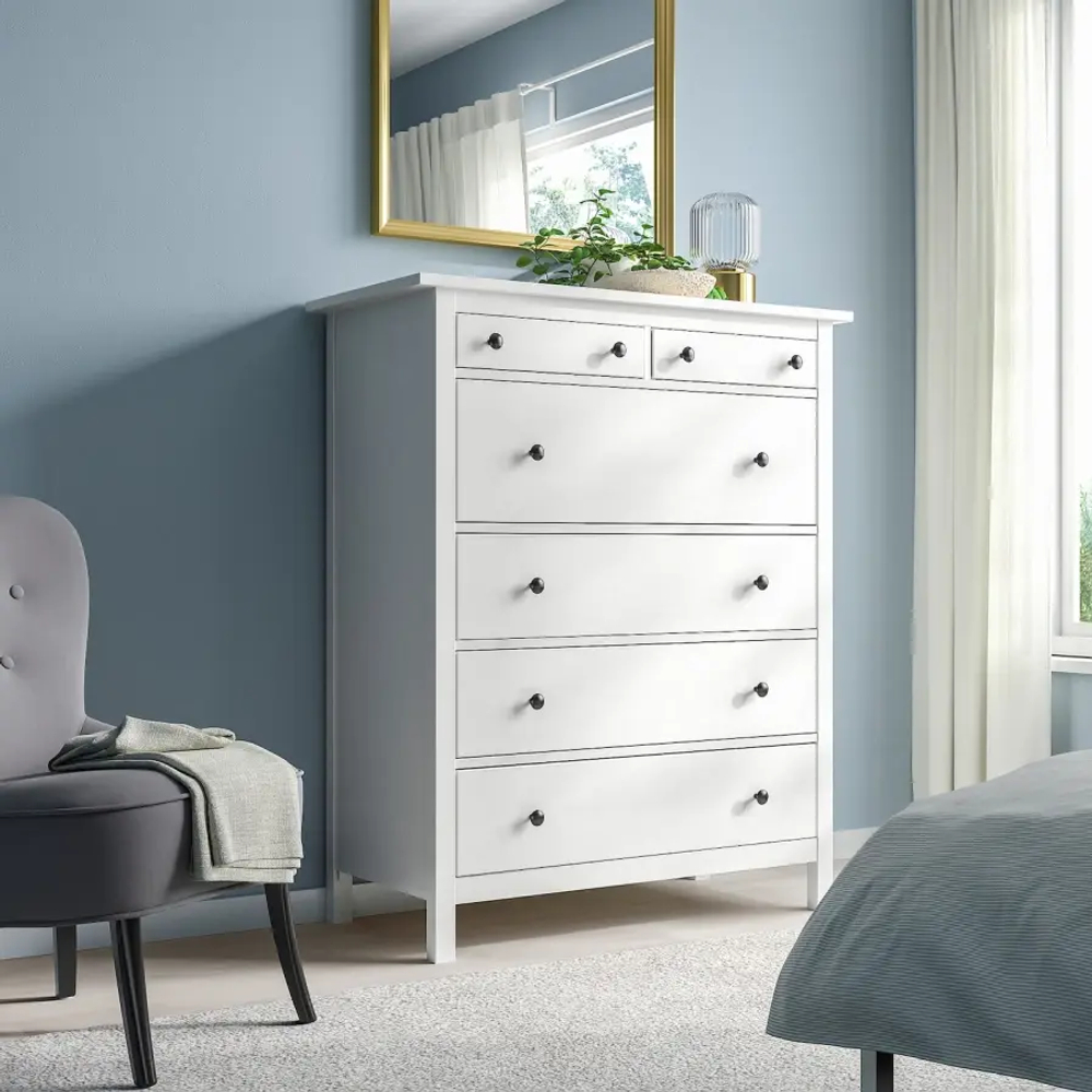 Комод с 6 ящиками - IKEA HEMNES, 108x131 см, белый, ХЕМНЭС ИКЕА
