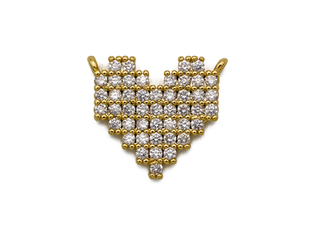 Коннектор-подвеска Сердце 14мм, со стразами