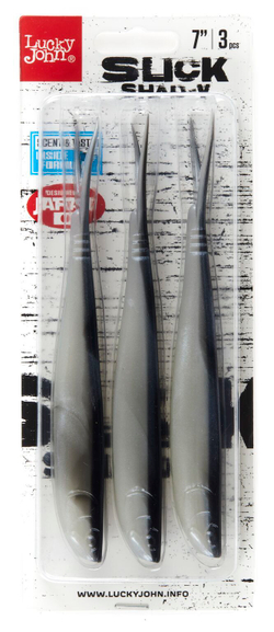 Виброхвост LJ 3D Slick Shad-V 7" (17.8 см), цвет 014, 3 шт.
