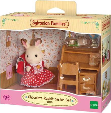 Игровой набор Sylvanian Families - Chocolate Rabbit Sister Set (Desk) - Шоколадный крольчонок за партой - Сильвания Фэмили 5016