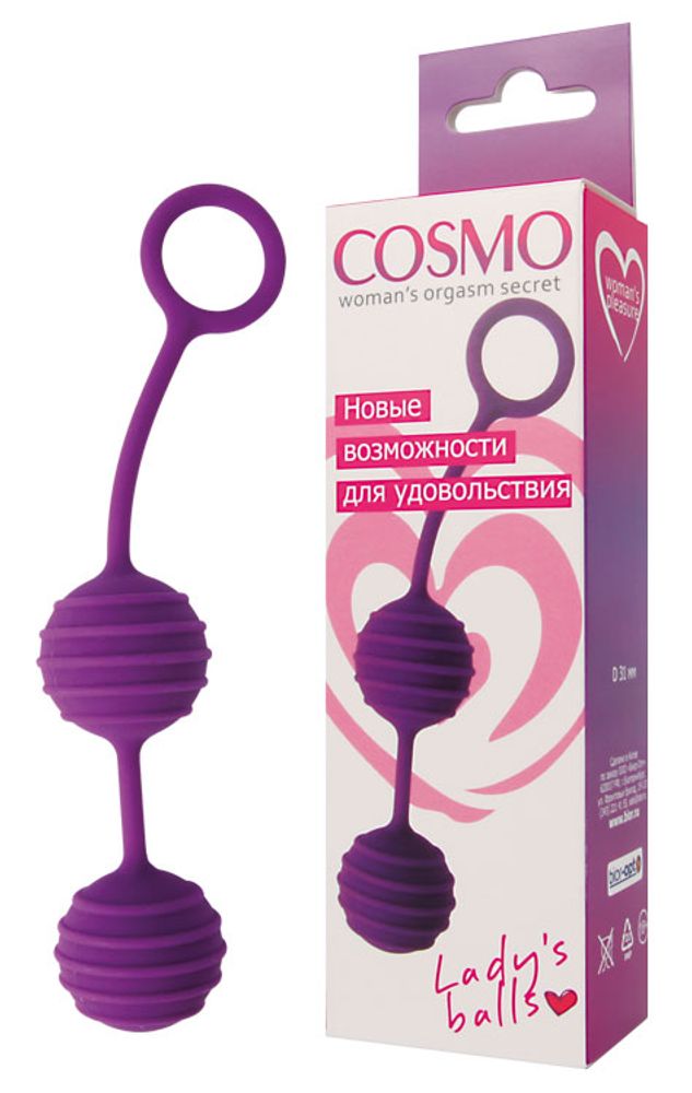 Вагинальные шарики cosmo фиолетовые 17 см