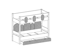 Кровать двухъярусная Астрит, белый/ велюр шампанское