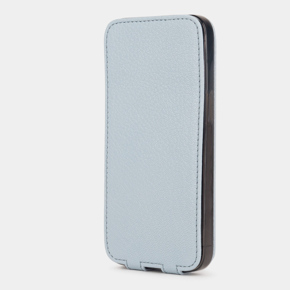 Чехол для iPhone 13 Pro из кожи козы, голубого цвета