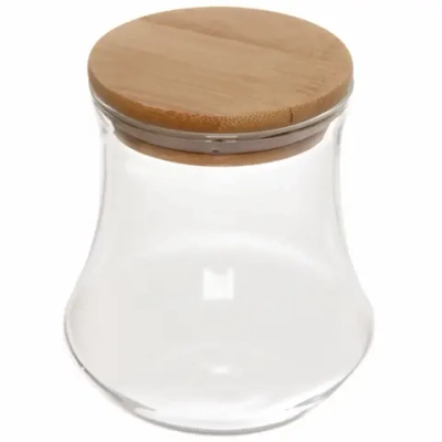 Банка для продуктов стеклянная 500мл «Хай-Тек» с бамбуковой крышкой, груша