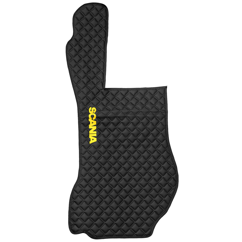 Ковры SCANIA 5 серии R (механика) (экокожа, черный, черный кант, желтая вышивка)