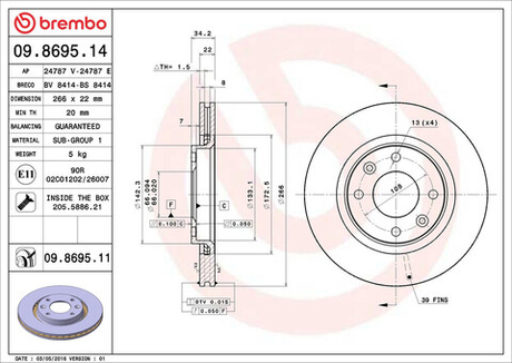 BREMBO - 09869511-BRB - Brake Disc