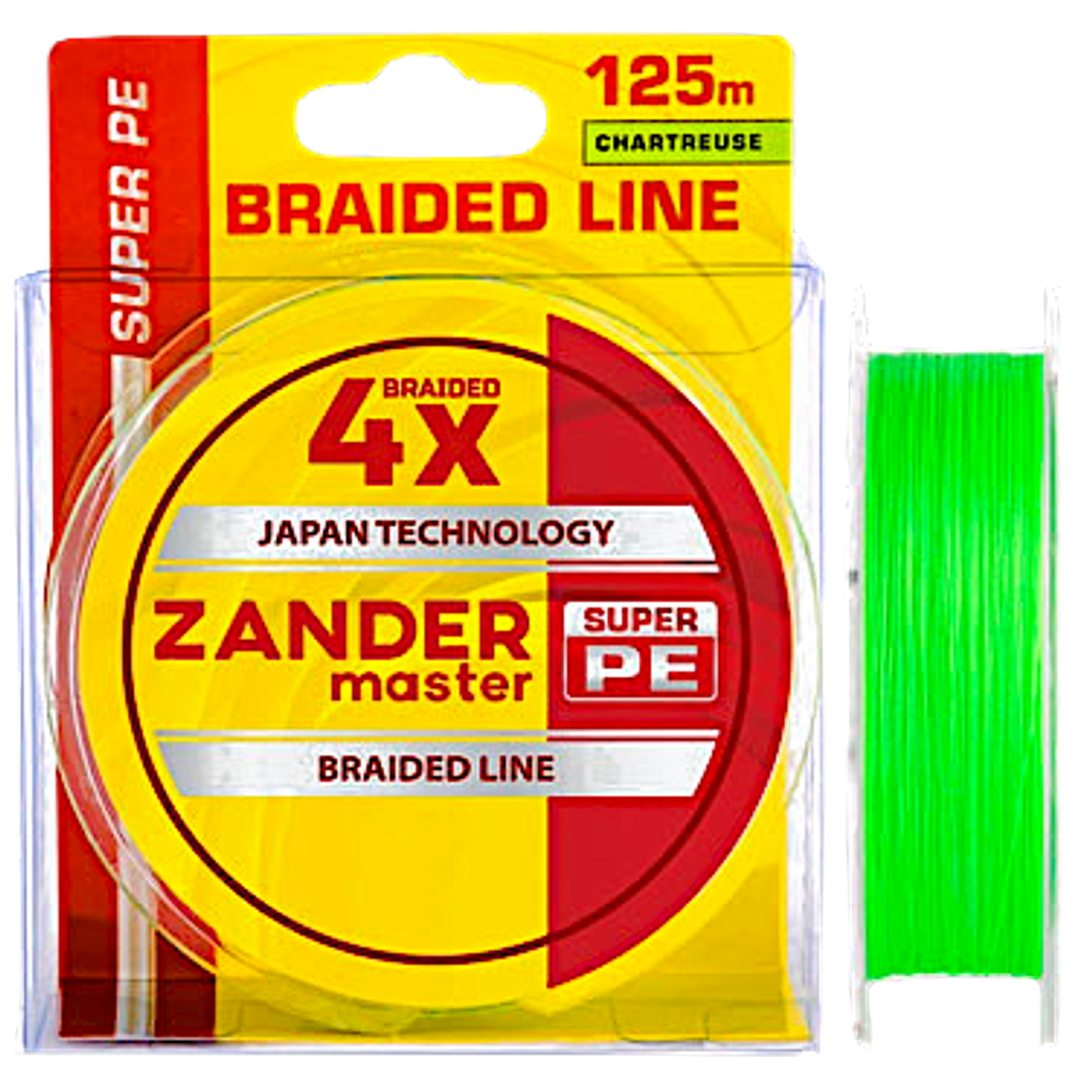 Шнур Zander Master Braided Line X4 125м 0.16мм  9.20кг шартрез