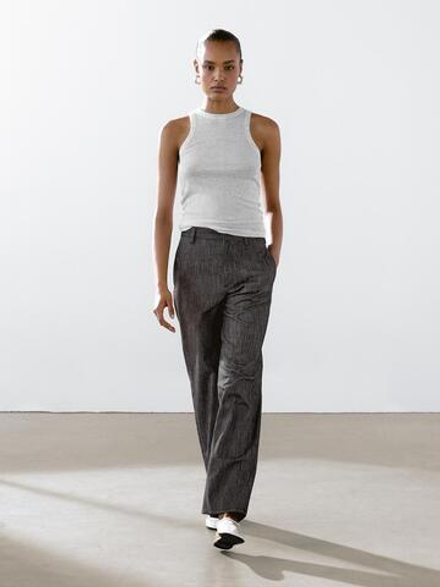 Massimo Dutti Топ с воротником-халтер, серый