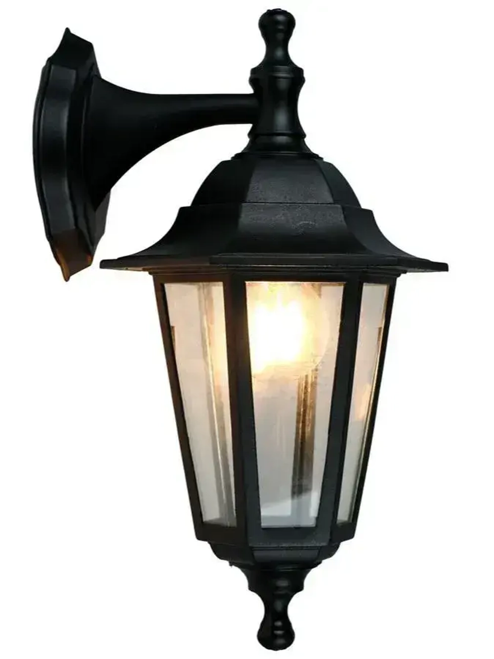 Фасадный настенный уличный светильник под лампу Е27, IP65, классическая форма, корпус пластик + стекло, цвет черный, Напрямую у производителя