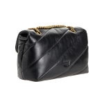Сумка Pinko Puff Gold Buckle Bird Swallow Logo Chain Shoulder Strap Quilted Sheepskin Pillow Bag Shoulder Messenger Bag Large Women's Black Gold, 1P227J-Y6Y3-Z99