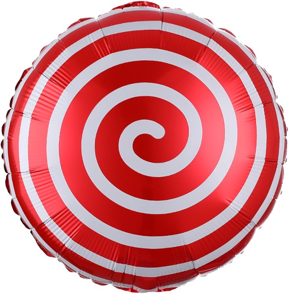 К Шар круг 18" / 45 см "Леденец. Спираль" красный (Falali) (БГ-15)