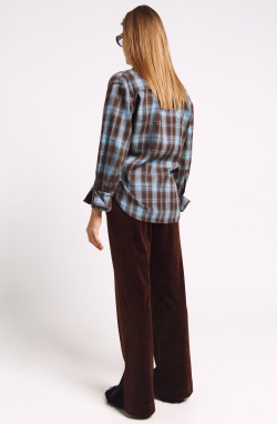 Рубашка с декором 1244 принт клетка