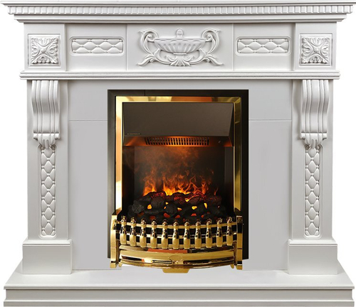 Каминокомплект Corsica - Матовый белый (Ширина 1100) с очагом Atherton