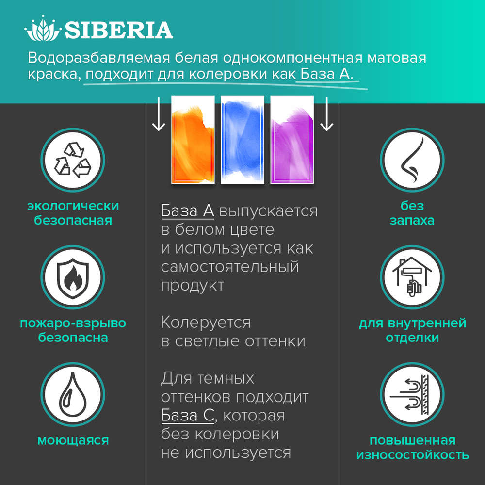 Siberia Aurora Краска интерьерная База С, 0,9 л
