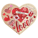 Открытка двойная, "Любовь", 257*159 мм, с текстом, фольга рельеф, форма-сердце