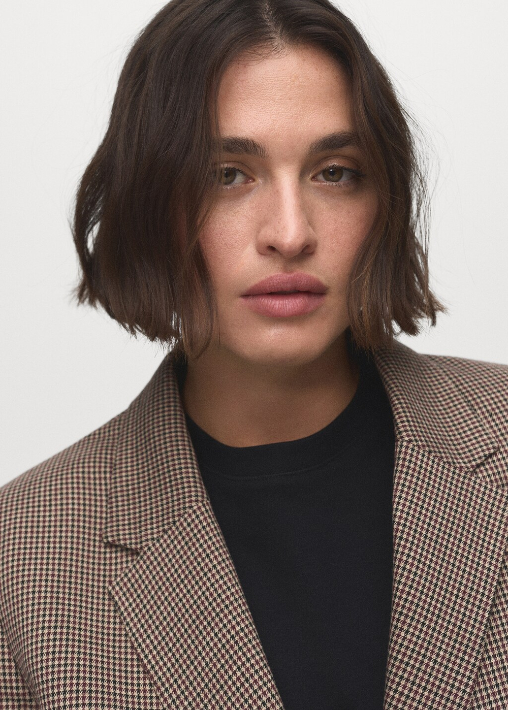 Двубортный блейзер в мелкую гусиную лапку