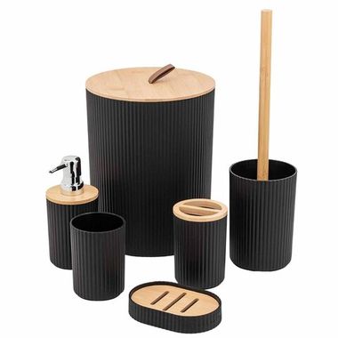 Набор для ванной комнаты 7пр. (мыльница,дозатор для мыла,подставка для зубных щеток,для косметических аксессуаров,ершик,подставка для ершика,корзина ) La and Te beaute LT-BSPB-2BK
