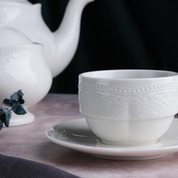 Кофейная пара 100 мл белая d 7,2 см h5,5 см Aristocrat Stackable Noble [6]