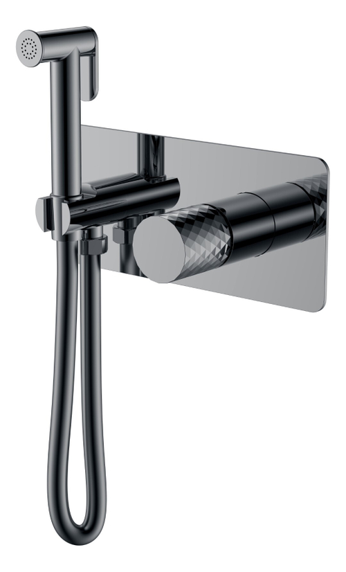 Boheme Смеситель гигиенический STICK Shine Gun Metal c ручкой DIAMOND