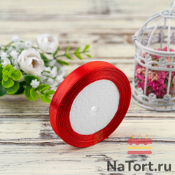 Лента атласная 12 мм  (23 метра, цвет №26  красный)