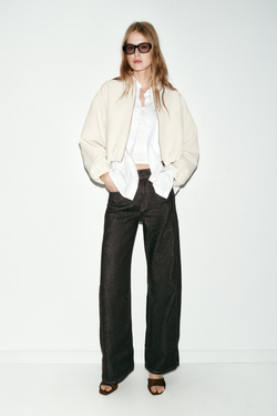 ZARA КУРТКА С ЗАСТЕЖКОЙ-МОЛНИЕЙ, ЭКРЮ