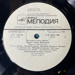 Винтажная виниловая пластинка LP Галина И Борис Вайханские, Останься Хоть Тенью Песни Б. Вайханского (СССР 1991)
