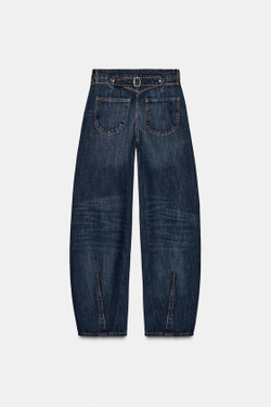 ZARA ДЖИНСЫ Z1975 BALLOON FIT СО СРЕДНЕЙ ПОСАДКОЙ, СИНИЙ
