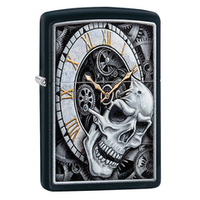 Зажигалка Zippo Skull Clock Design с покрытием Black Matte