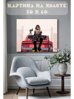 Картина на стену 40 X 50 Киберпанк девушка