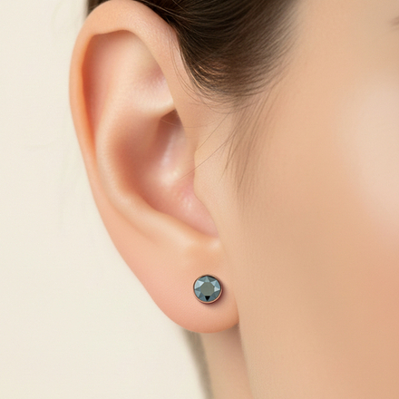 Серьги пусеты Fiore Luna Jet Hemitate SWE297 JH RG