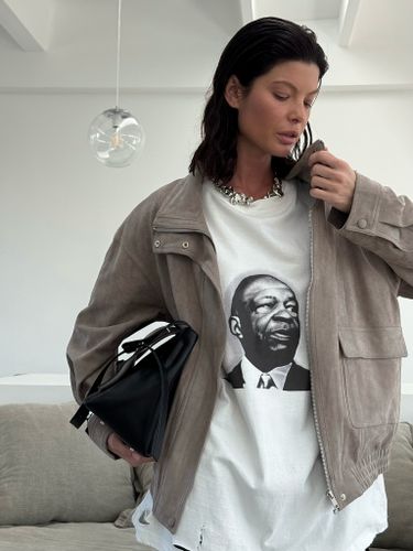 Белая хлопковая футболка "Луи Армстронг"