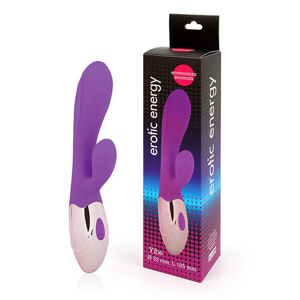 Фиолетовый вибромассажер с отростком с 10 режимами вибрации Bior Toys Erowoman-Eroman EE-10263-5