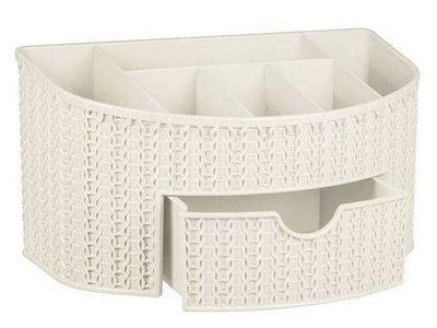 Органайзер "Вязание" с ящиком (белый ротанг)