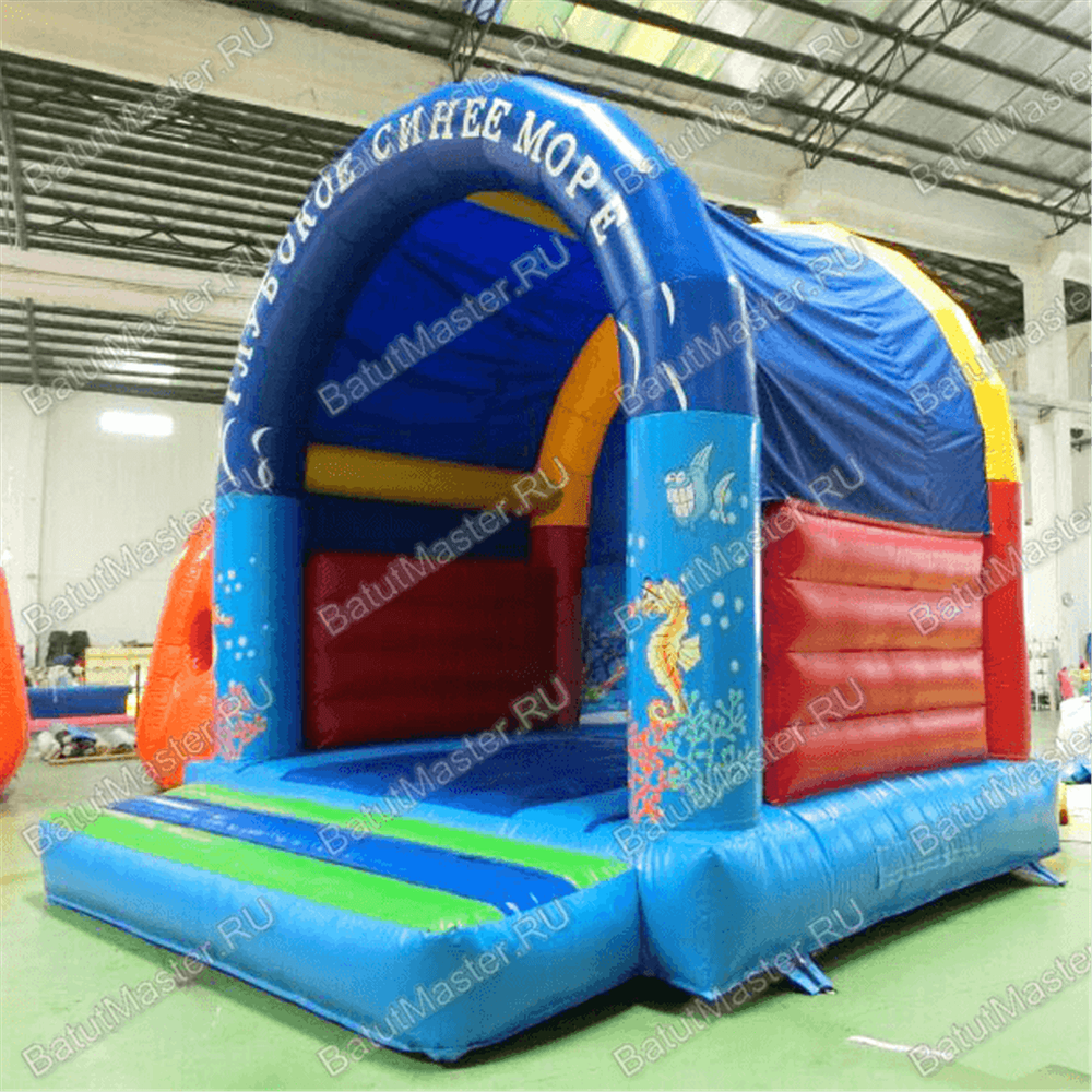 Коммерческий надувной батут "Синее море" с крышей