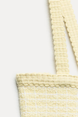 ZARA УКОРОЧЕННЫЙ ТРИКОТАЖНЫЙ ТОП, ЖЕЛТЫЙ