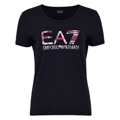 Женская теннисная футболка EA7 Women Jersey T-Shirt - navy blue